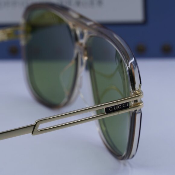 Gucci GG1105S 003 Aviator Sunglasses - Brown Gold /Green - Picture 5 of 11
